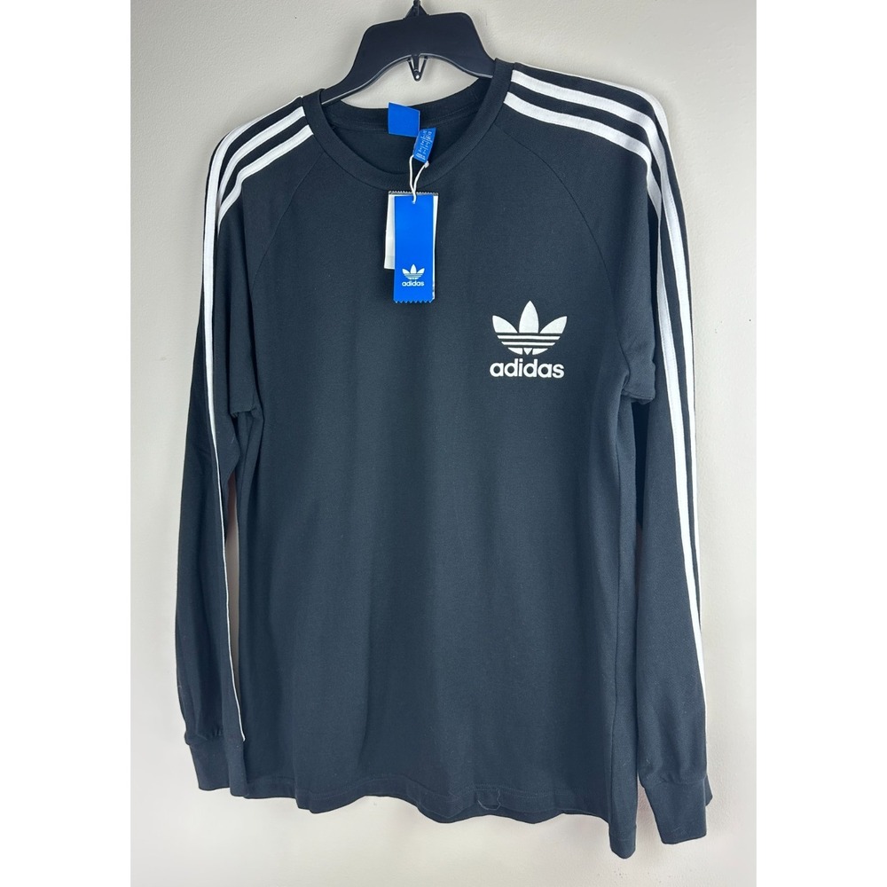 NEW Adidas Originals 3-Stripe Pique Long Sleeve T-Shirt Black BR2042 Men's XL - Picture 4 of 11